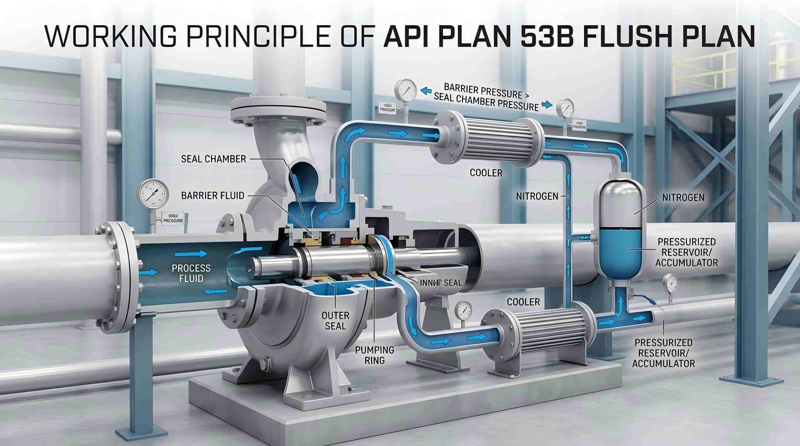 Az API PLAN 53B öblítési terv működési elve
